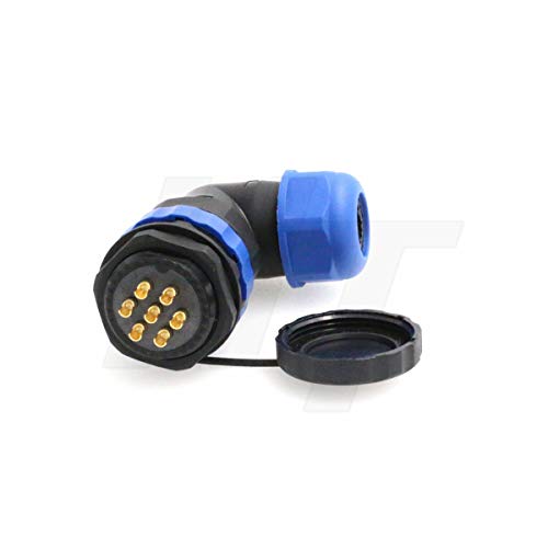 HangTon HE29 7 Pin Plastic Waterproof Wire Connector Threaded Outdoor Industrial Electrical Power Circular Male Female Angled Cable Plug + Panel Socket (7 pin) - size: 7 pin
