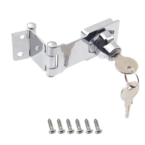KIBBEH 1 Pack Door Lock Hasp Latchs, Collapsible Solid 304 Stainless Steel - color: 1 Pack(Universal Key)