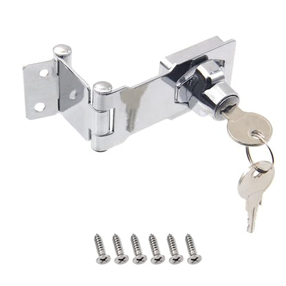 KIBBEH 1 Pack Door Lock Hasp Latchs, Collapsible Solid 304 Stainless Steel - color: 1 Pack(Universal Key)