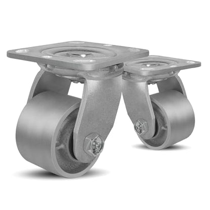 SY America 3" X 2" Cast Iron Caster Wheels,Heavy Duty Industrial Casters, Load Capacity 1400 lbs,Perfect Toolbox Caster Wheels-2 Swivel - color: 2 Swivel, size: 3" Wheel
