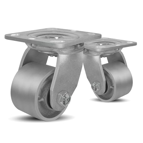 SY America 3" X 2" Cast Iron Caster Wheels,Heavy Duty Industrial Casters, Load Capacity 1400 lbs,Perfect Toolbox Caster Wheels-2 Swivel - color: 2 Swivel, size: 3" Wheel