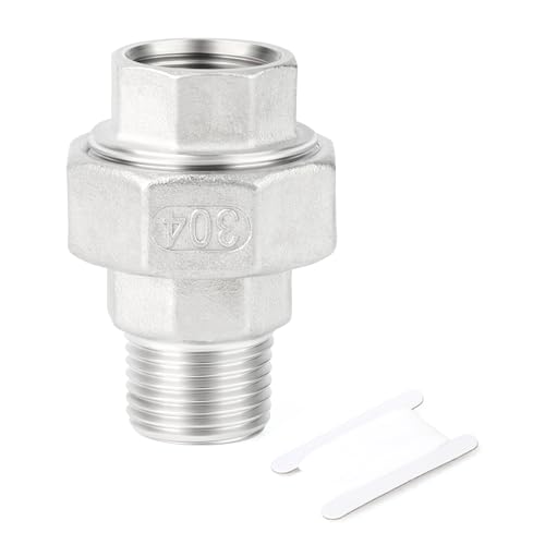 TAISHER 1PCS 304 Stainless Steel Union，1-1/4" NPT Male x 1-1/4" NPT Female Cast Pipe Fitting,Reducing Pipe Adapter Fitting - size: 1-1/4" (F x M)NPT