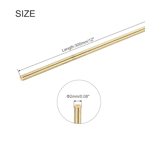 uxcell 2mm x 300mm Brass Round Rod, Metal Solid Shaft Rods Lathe Bar Stock for DIY Crafts Model Car Helicopter Airplane 10pcs - size: 2mm x 300mm