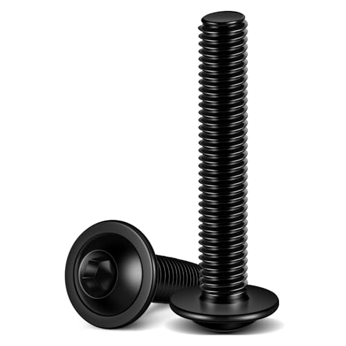 M6 x 40mm Flanged Button Head Socket Cap Screws, Black Oxide, Full Thread, Allen Socket Drive, 304 Stainless Steel, 25 PCS - color: Black, size: M6 x 40mm