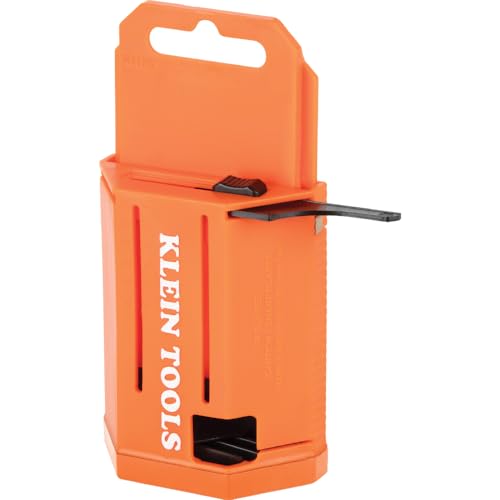 Klein Tools 44125 Utility Knife Blade Dispenser with 50 Triple Ground Replacement Blades for Long-Lasting Sharpness