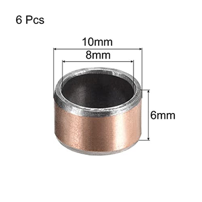 uxcell Sleeve Bearing 8mm Bore x 10mm OD x 6mm Length Plain Bearings Wrapped Oilless Bushings 6pcs - size: 8x10x6mm