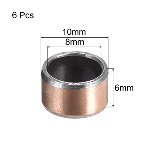 uxcell Sleeve Bearing 8mm Bore x 10mm OD x 6mm Length Plain Bearings Wrapped Oilless Bushings 6pcs - size: 8x10x6mm
