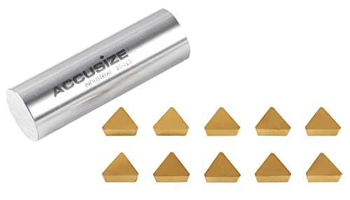 Accusize Industrial Tools TPG22 Wiper Carbide Inserts, TiN Coated, T-Shape, 10 Pcs/Box, 2127-1025x10 - size: TPG22 Wiper, T-Shape