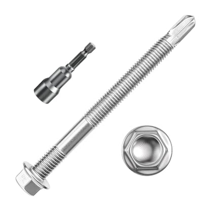 Wensilon 2lbs 5/16×4" Stainless Steel Self Drilling Screws, 25 PCS - color: Silver, size: 5/16×4"