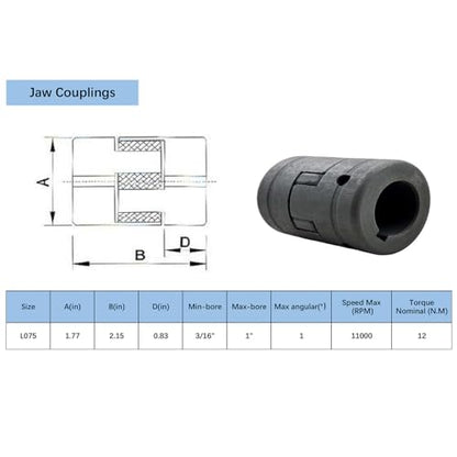 7/16" to 7/8" L075 Flexible 3-Piece L-Jaw Coupling Coupler Set & Rubber Spider for Log Wood Splitter,Multi-Flex Couplings L075-7/16-7/8