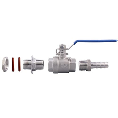 DERNORD 2 Packs 1/2 Inch Weldless Ball Valve Stainless Steel 304 Bulkhead For Home Brew Kettle (1/2" NPT to 1/2" Barb Hose) - size: 1/2" NPT to 1/2" Barb Hose, style: Pack of 2