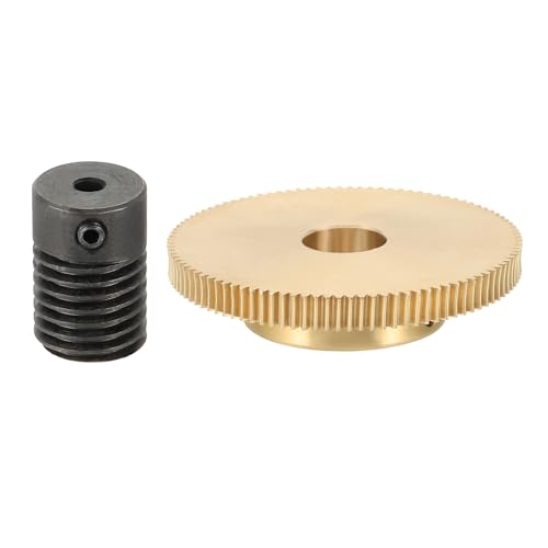 uxcell Worm Gear Set 100T 0.5 Module 100:1 Reduction Rate, Right Rotation Drive Gear Box Wheel Reduce Transmission Part (Brass Gear-12mm Bore, #45 Steel Rod 3mm Bore) - size: Gear-12mm, Rod-3mm Bore, style: 0.5M-100T