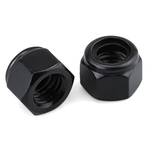 100pk 1/4-20 Black Nylon Insert Hex Lock Nuts, 304 SS, Industrial Grade A2 - color: Black, size: 1/4-20