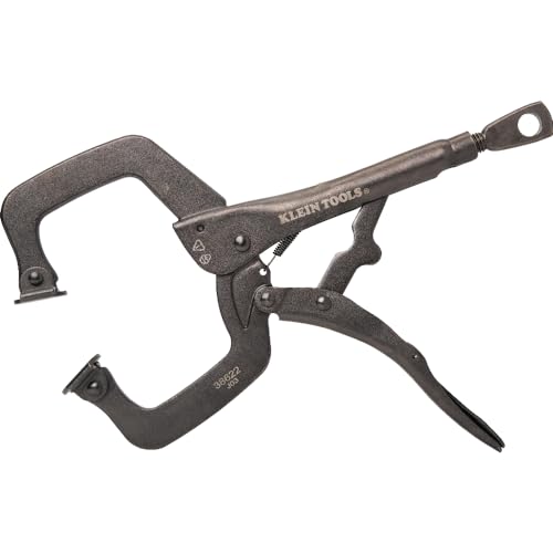 Klein Tools 38622 C-Clamp Locking Pliers with Swivel Pad Jaws, Intuitive Thumb Knob, Adjustable Clamp for Home, Shop, Woodworking, 11-Inch - style: 11-In Swivel Jaw