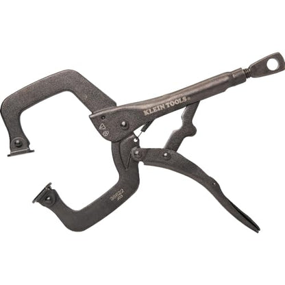 Klein Tools 38622 C-Clamp Locking Pliers with Swivel Pad Jaws, Intuitive Thumb Knob, Adjustable Clamp for Home, Shop, Woodworking, 11-Inch - style: 11-In Swivel Jaw