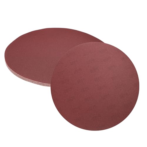 uxcell 8pcs 12-Inch PSA Sanding Discs, 180 Grits Aluminum Oxide Self Adhesive Stick Back Sandpapers, No-Hole Round Wet/Dry Sander Papers, Sand Auto Car Paint, Wood, Metal - size: 180 Grits