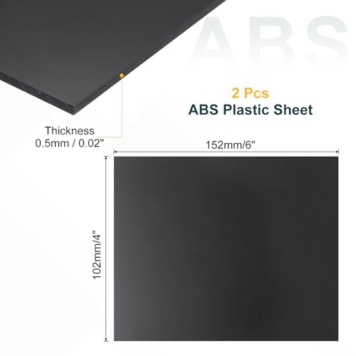 uxcell 2 Pack ABS Plastic Sheet, 0.02" Thick 4"x6" Flexible Hard Plastic Sheet, Heat Moldable Panel for DIY Crafts Home Decoration, Black - color: Black, size: 0.02"x4"x6"