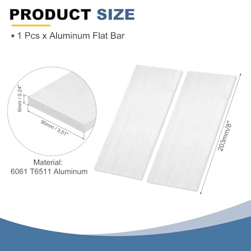 MECCANIXITY Square Aluminum Flat Bar, 1/4" Thick 3-9/16" Width 8" Length 6061 Aluminum Flat Plate, 6 x 90 x 203mm T6511 Solid New Mill Stock for Industrial - size: 1/4" T x 3-9/16" W x 8" L