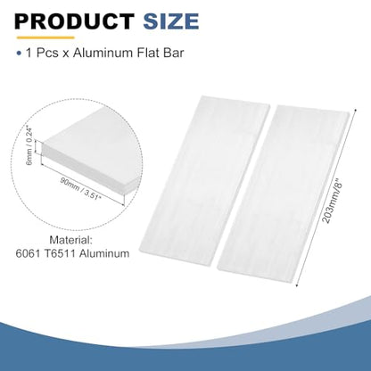 MECCANIXITY Square Aluminum Flat Bar, 1/4" Thick 3-9/16" Width 8" Length 6061 Aluminum Flat Plate, 6 x 90 x 203mm T6511 Solid New Mill Stock for Industrial - size: 1/4" T x 3-9/16" W x 8" L