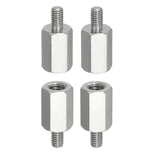 PATIKIL Standoff Screws, 4pcs M6x10mm Male to M8x20mm Female 304 Stainless Steel Thread Reducing Hex Standoff Spacer Screw Nuts Thread Adapters Reducer for PCB Motherboard - size: M6x10mm Male to M8x20mm Female