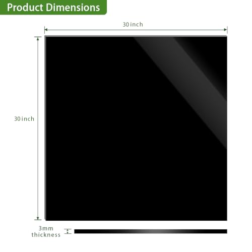 Black Acrylic Sheet 30 x 30 x 1/8 inch Thick 3mm Black Plexiglass Sheet, DIY Materials for Home Decor, Handcraft, Painting, Photography,Switch Panel, Display Stand… (2, 30 x 30 x 1/8) - size: 30 x 30 x 1/8