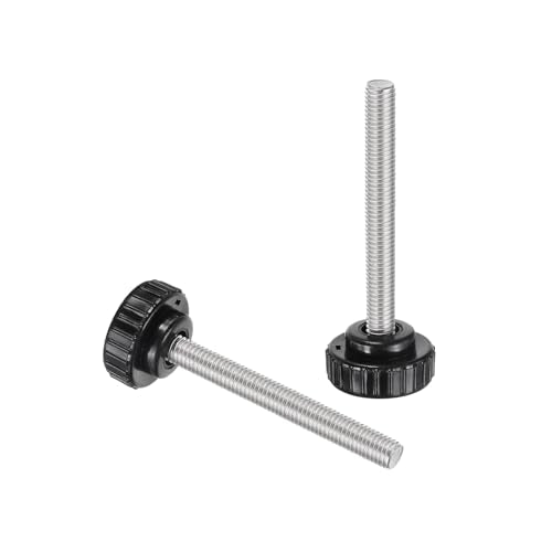 uxcell 2pcs Knurled Clamping Knobs M8 x 80mm Metric 304 Stainless Steel Male Thread Thumb Screw on Type 30mm Plastic Round Head Threaded Hand Bolt Stud Knobs Black - size: M8 x 80mm x 30mm