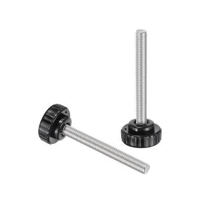 uxcell 2pcs Knurled Clamping Knobs M8 x 80mm Metric 304 Stainless Steel Male Thread Thumb Screw on Type 30mm Plastic Round Head Threaded Hand Bolt Stud Knobs Black - size: M8 x 80mm x 30mm