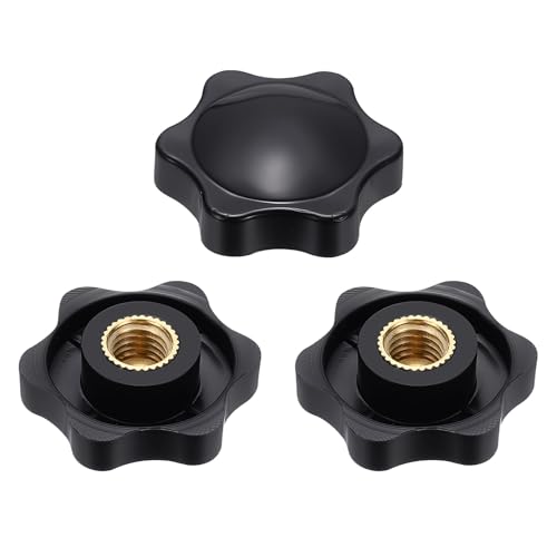 HARFINGTON Star Knob M8 Female Thread 32mm Head Brass Insert Black 3pcs - color: Black, size: M8 x 32mm