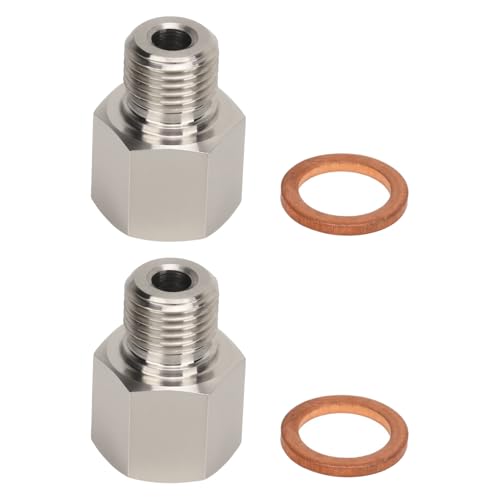 2 Pcs Sender Adapters 1/8in NPT Female to M10 x 1.0 Male Threaded Pressure Gauge Adapter with Washer, Stainless Steel Oil Reducer Adapter