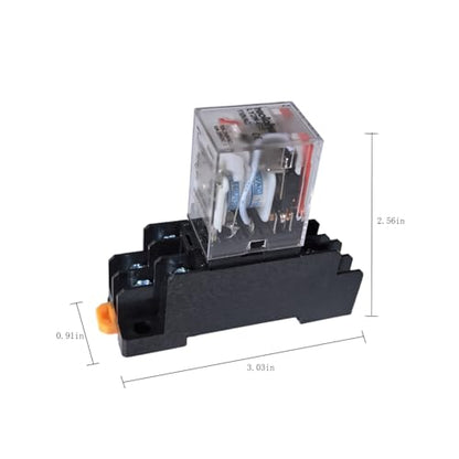 Electromagnetic Power Relay, 8-Pin 10 AMP 110V AC Relay Coil with Socket Base, LED Indicator, DPDT 2NO 2NC LY2N-GS 2PCS [Applicable for DIN Rail System] (2, AC110V)