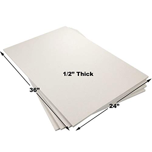 Ceramic Fiber Board Insulation, 2300F-Rated, 36" x 24" x ½”, Pack of 4, for Boiler, Stove, Forge, Kiln, Baffle Board, 1026 - size: 1/2" x 36" x 24"