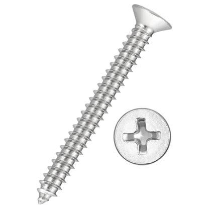 50pcs Phillips Wood Screws #12x2 304 Stainless Steel Silver - color: Silver, size: #12x2"