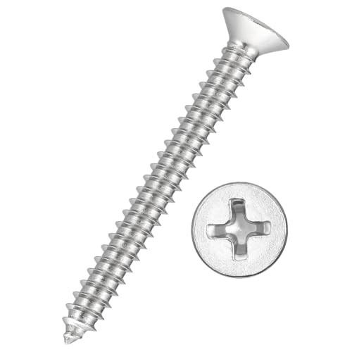 50pcs Phillips Wood Screws #12x2 304 Stainless Steel Silver - color: Silver, size: #12x2"