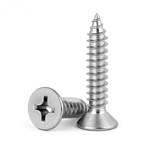 #4 x 1 (M3x25mm) 304 Stainless Steel Flat Head Wood Screws, 100pcs - size: #4 x 1''-100pcs