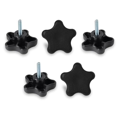 POWERTEC 5 Pack 1/4"-20 5 Star Knobs with 1" Threaded Stud, Thumb Screw Knobs with Bolts for Lawn Mower, Umbrella Base, Woodworking Tools & Jigs, Clamps (QNB3006) - style: 1/4", 5-Star, 1" Stud