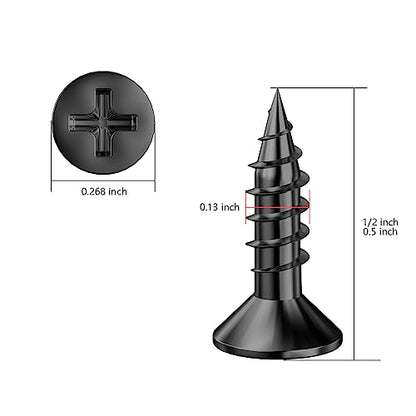 Wensilon (800Pcs) #6x1/2 Black Wood Screw Quick Metal Self Tapping Flat Head - color: Black, size: #6x1/2