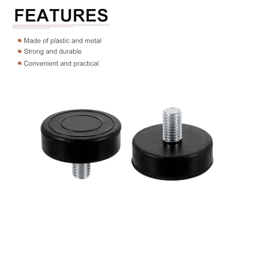 DTGN M10x15x43mm(DxLxOD) Screw on Furniture Glide Leveling Feet - 8Pack - Good for Furniture - Adjustable Thread Furniture Levelers - Black