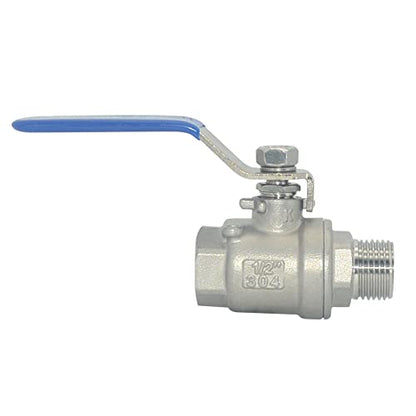 1Pcs Full Port Ball Valve 1/2'' - Heavy Duty Male NPT (MNPT) X Female NPT (FNPT) Thread with Long Handle Switch,Stainless Steel 304 for Water, Oil, and Gas,1000WOG - size: 1/2''