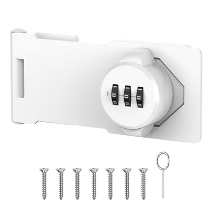 Cabinet Locks with Combination, Hasp Locks, White - color: White