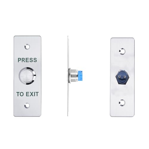 Push to Exit Button，12V DC Push to Exit Switch with LED Light, IP67 Waterproof,NC/NO/COM Outputs, Surface Mount Request-to-Exit Device for Access Control Systems (115X40-A) - color: 115X40-A