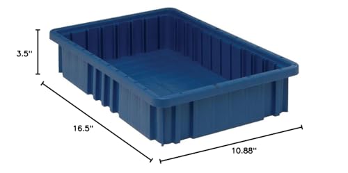 Quantum Storage DG92035 Dividable Grid Heavy Duty Part Organizer Bins - 16-1/2" x 10-7/8" x 3-1/2" - 12 Pack - color: Blue