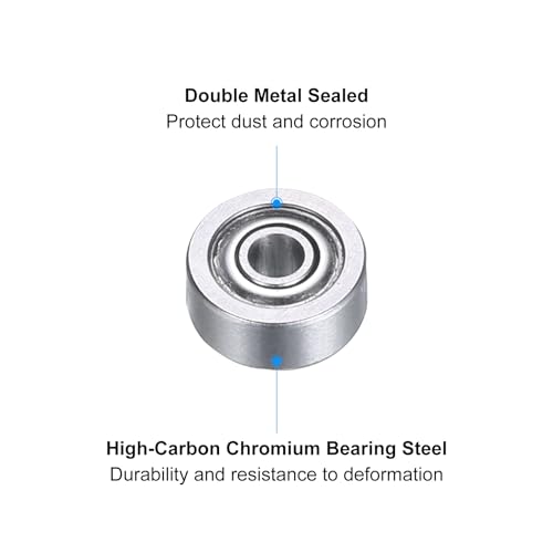 uxcell MR72ZZ Deep-Groove Ball Bearings for Rollers, 2mm x 7mm x 3mm Seal Bearings with Fiber Gloves, Double Metal Sealed Bearing Steel Skateboard Bearings 10Pcs - size: MR72ZZ