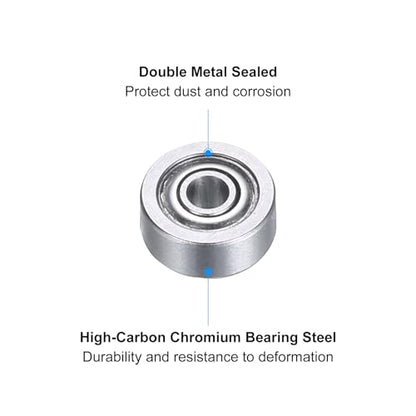 uxcell MR72ZZ Deep-Groove Ball Bearings for Rollers, 2mm x 7mm x 3mm Seal Bearings with Fiber Gloves, Double Metal Sealed Bearing Steel Skateboard Bearings 10Pcs - size: MR72ZZ