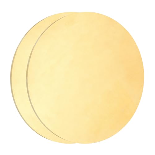 uxcell 2Pcs Brass Round Plate, 0.03"(0.8mm) Thick 3.15"(80mm) Dia H65 Brass Round Disc Blank Metal Sheet Copper Circle Disc for Metal Stamping DIY Crafts - size: 0.03"x 3.15"