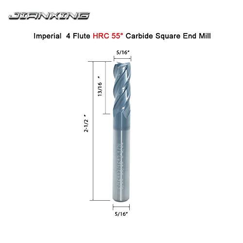 5/16" Carbide Square End Mill, 4 Flute, AlTiN Coating, 4 Pcs - size: 5/16" (4 Pcs), style: For Alloy Steels
