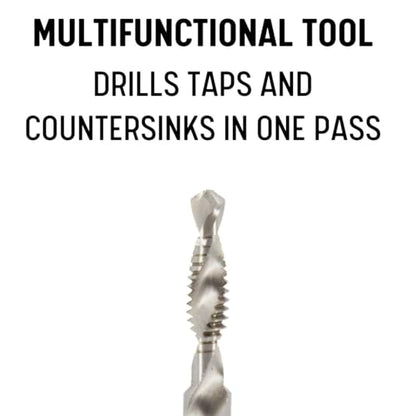 Drill America #10-32 UNF Combined Drill Tap and Countersink with 1/4" Quick Change Hex Shank - size: #10-32