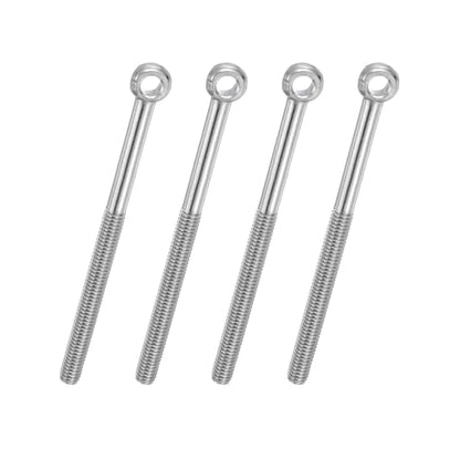 PATIKIL 4 Pcs M6x75mm Shoulder Swing Lifting Eye Bolt, 304 Stainless Steel Metric Half Tooth Thread Fisheye Eye Slip Hole Screw Rigging Bolt Metal Fasteners Screws, Silver Tone - size: M6x75mm