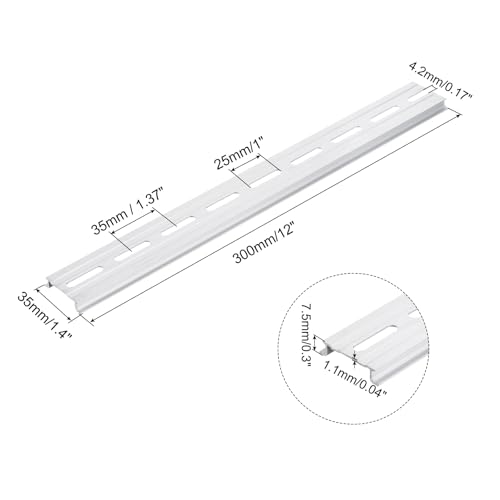 MECCANIXITY DIN Rail Slotted Aluminum Mounting Guide 12 Inch x 1.4 Inch x 0.3 Inch for Equipment Installation Pack of 5 Pcs - size: 12 Inch x 1.4 Inch