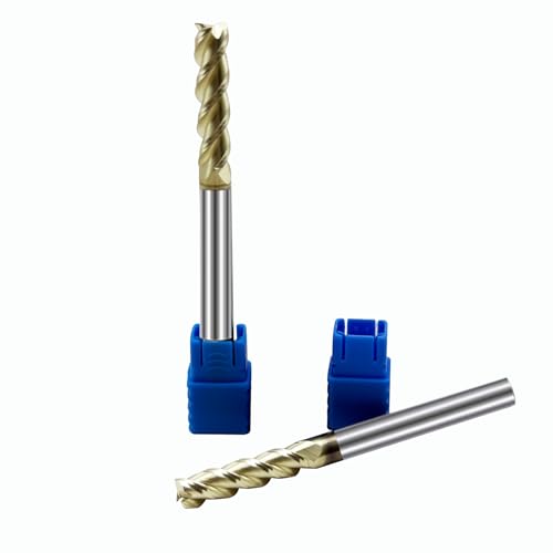 2pcs Solid Carbide Square End Mill for Aluminum 1/4inch 3 Flutes Aluminum Flat End Mill– Mill Bits Sets for Copper Plastic Wood (1/4 in) - size: 0.25 inch