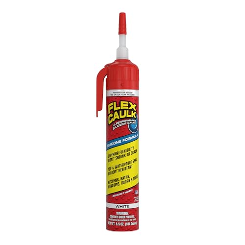 Flex Caulk Silicone Waterproof Sealant, White, 6.5 oz, 1-Pack - style: Silicone, White, 6.5 oz, 1-Pack